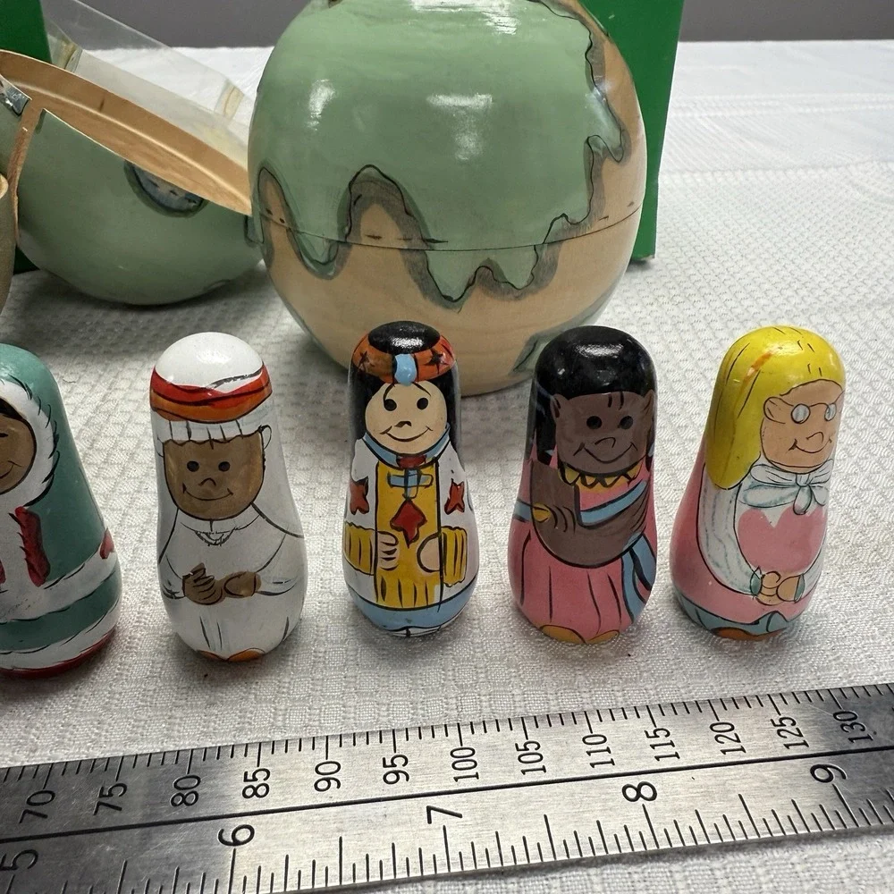 Terrys Village‎ Wood Toy Earth World Globe Russian Doll Matryoshka Vintage *read
